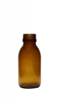 PET-Sirupflasche 100ml braun, rund PP28  Lieferung ohne Verschluss, bei Bedarf bitte separat bestellen.